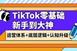 TikTok零基础新手到大神：运营体系+底层逻辑+认知升级（9节系列课）
